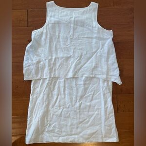 J Jill White Linen Two Tier 100% Linen Size Large Dress Summer Dress